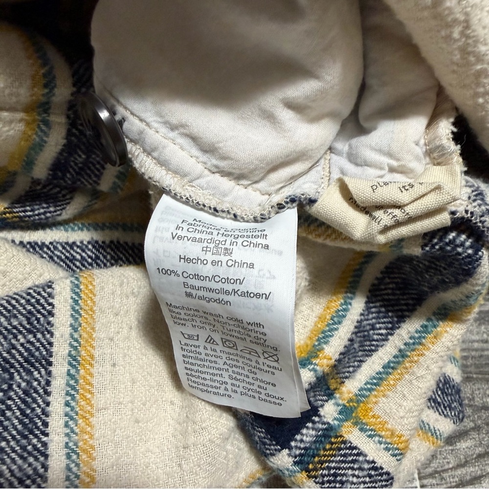 Madewell Oversized Flannel Shirt Jacket Shacket Women’s M Cream Plaid Button Up - Picture 7 of 8